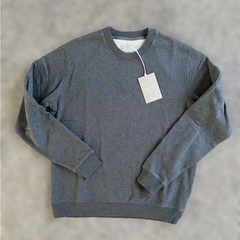 EVERLANE Mens The Track Crewneck Sweatshirt Organic Cotton Gray NWT Size S Small